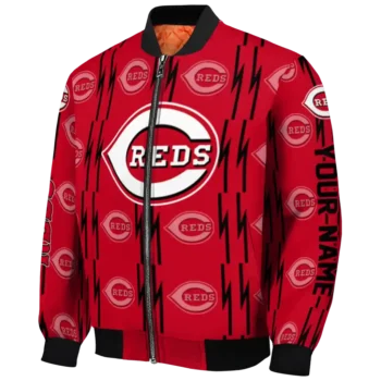 custom cincinnati reds bolt stripe red bomber jacket best selling