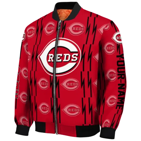 custom cincinnati reds bolt stripe red bomber jacket best selling