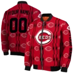 custom cincinnati reds bolt stripe red bomber jacket best selling