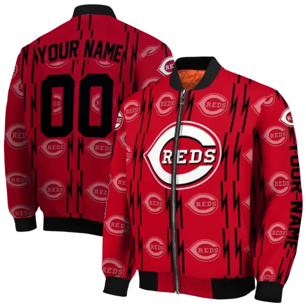 custom cincinnati reds bolt stripe red bomber jacket fashion forward