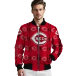custom cincinnati reds bolt stripe red bomber jacket best selling