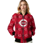 custom cincinnati reds bolt stripe red bomber jacket best selling