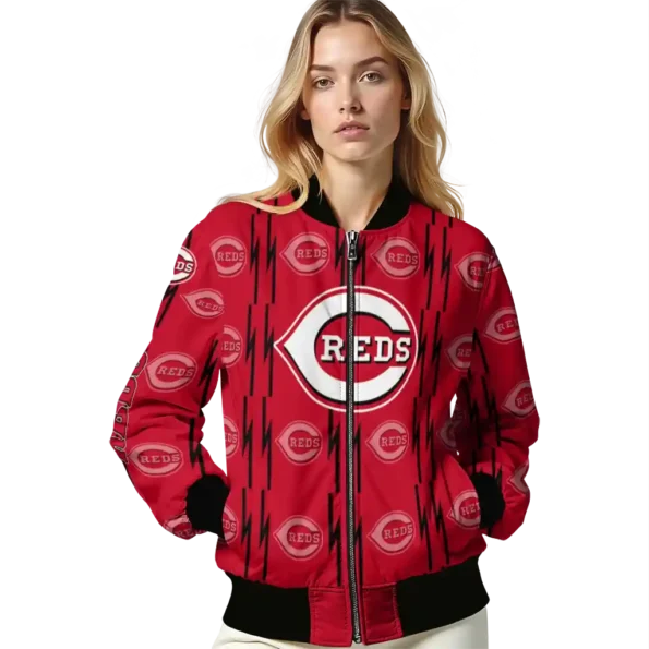 custom cincinnati reds bolt stripe red bomber jacket latest model