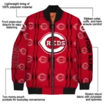 custom cincinnati reds bolt stripe red bomber jacket best selling