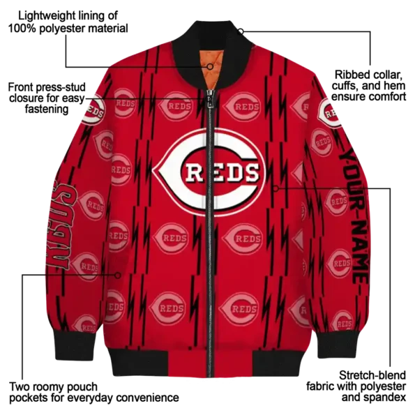 custom cincinnati reds bolt stripe red bomber jacket new arrival