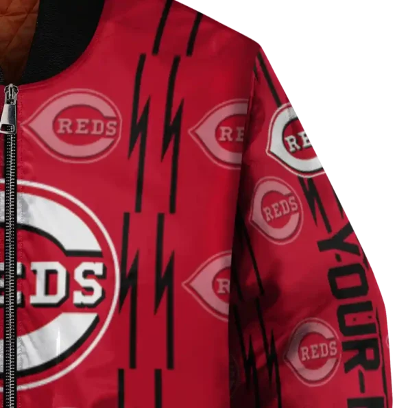 custom cincinnati reds bolt stripe red bomber jacket premium grade