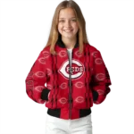 custom cincinnati reds bolt stripe red bomber jacket best selling