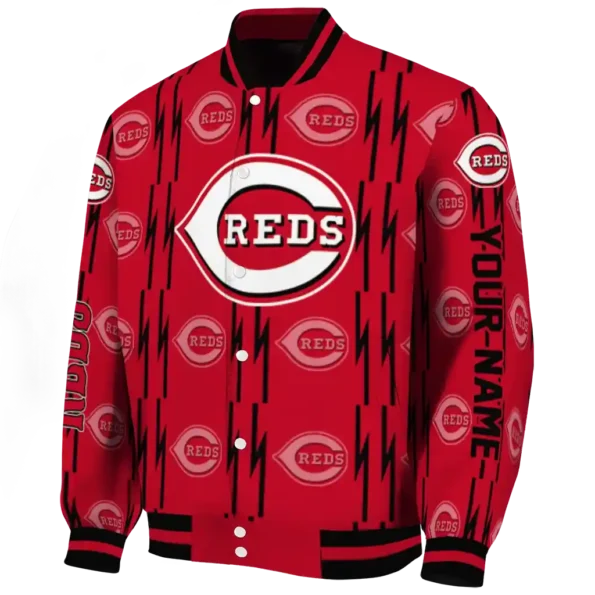 custom cincinnati reds bolt stripe red varsity jacket best selling