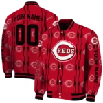 custom cincinnati reds bolt stripe red varsity jacket best selling