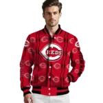 custom cincinnati reds bolt stripe red varsity jacket best selling