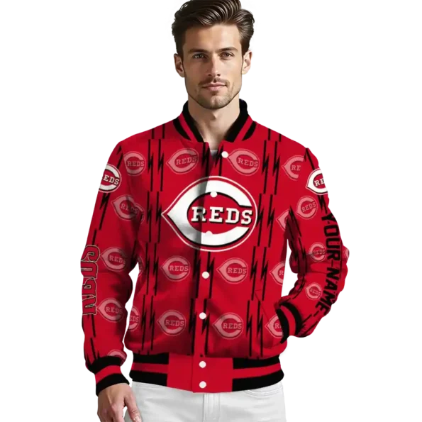 custom cincinnati reds bolt stripe red varsity jacket high quality