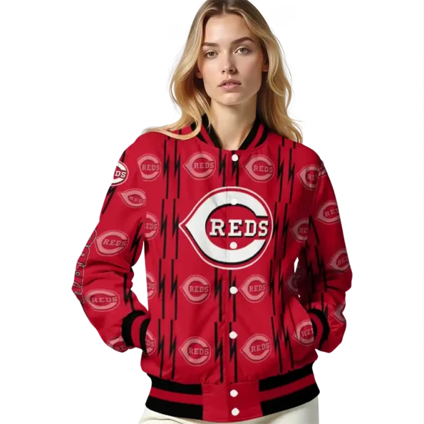 custom cincinnati reds bolt stripe red varsity jacket latest model