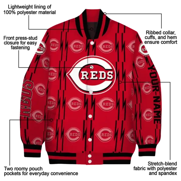 custom cincinnati reds bolt stripe red varsity jacket new arrival