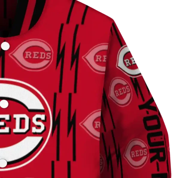 custom cincinnati reds bolt stripe red varsity jacket premium grade