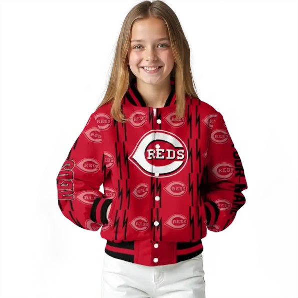 custom cincinnati reds bolt stripe red varsity jacket top rated