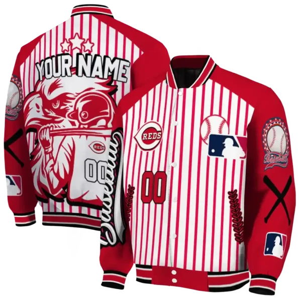 custom cincinnati reds eagle baseball red white varsity jacket fashion forward