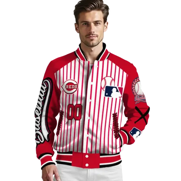 custom cincinnati reds eagle baseball red white varsity jacket high quality