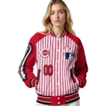 custom cincinnati reds eagle baseball red white varsity jacket best selling