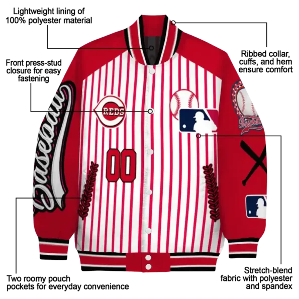 custom cincinnati reds eagle baseball red white varsity jacket new arrival
