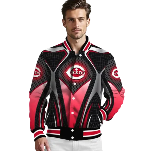 custom cincinnati reds mesh chest black crocs black varsity jacket high quality