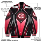 custom cincinnati reds mesh chest black crocs black varsity jacket best selling