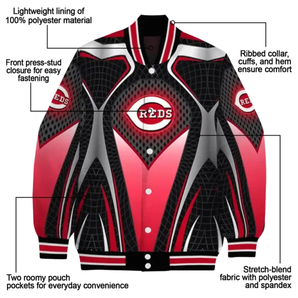 custom cincinnati reds mesh chest black crocs black varsity jacket new arrival