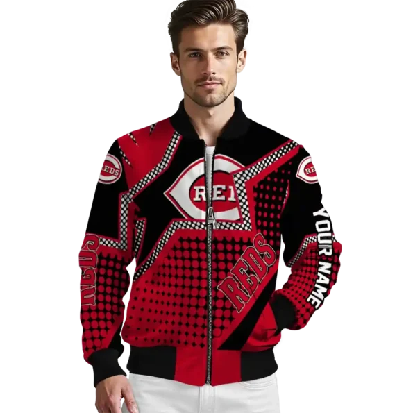 custom cincinnati reds star burst red bomber jacket high quality