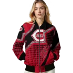 custom cincinnati reds star burst red bomber jacket best selling