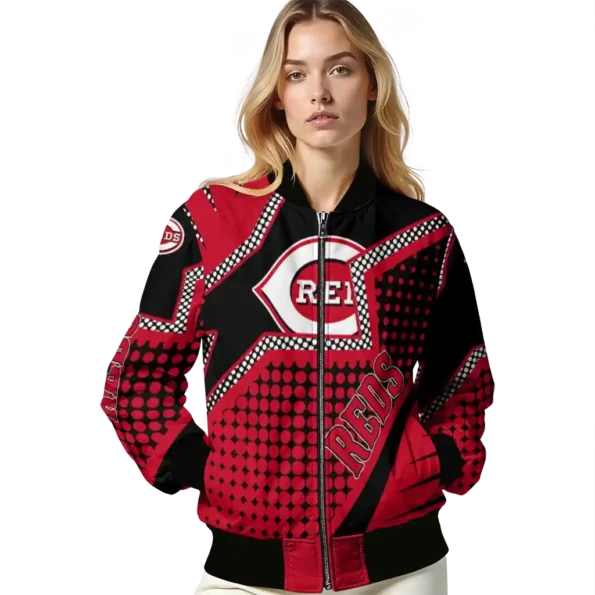 custom cincinnati reds star burst red bomber jacket latest model