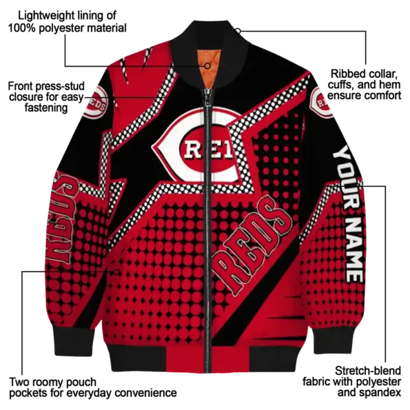 custom cincinnati reds star burst red bomber jacket new arrival