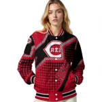 custom cincinnati reds star burst red varsity jacket best selling