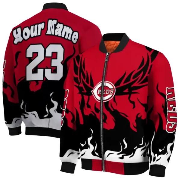 custom cincinnati reds winged blaze red white bomber jacket fashion forward