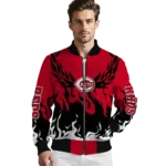 custom cincinnati reds winged blaze red white bomber jacket best selling