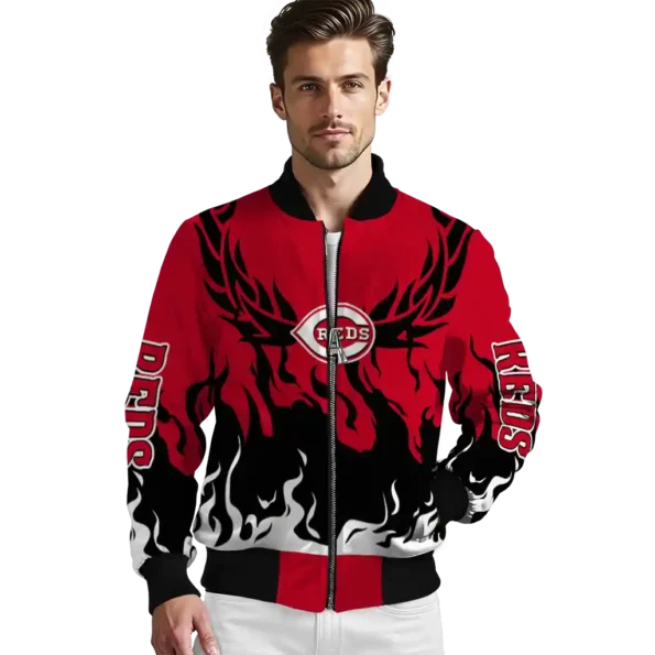 custom cincinnati reds winged blaze red white bomber jacket high quality