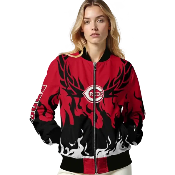 custom cincinnati reds winged blaze red white bomber jacket latest model