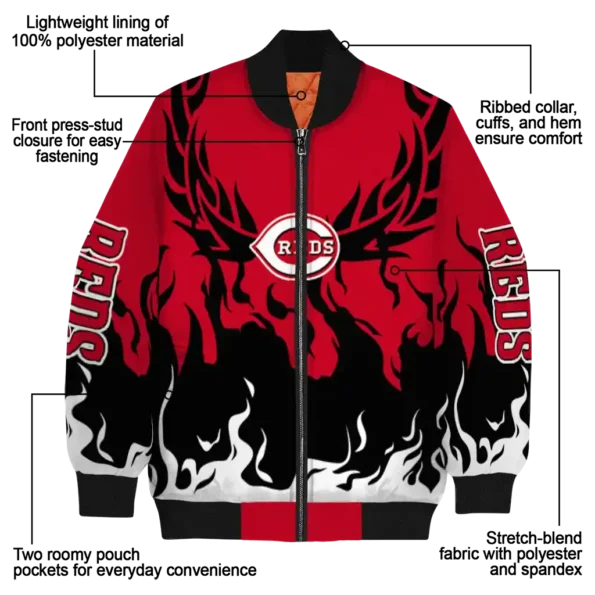 custom cincinnati reds winged blaze red white bomber jacket new arrival
