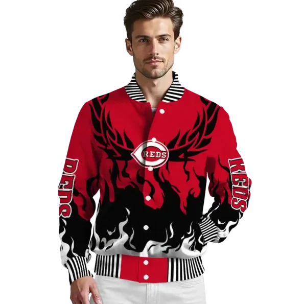 custom cincinnati reds winged blaze red white varsity jacket high quality