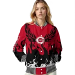 custom cincinnati reds winged blaze red white varsity jacket best selling