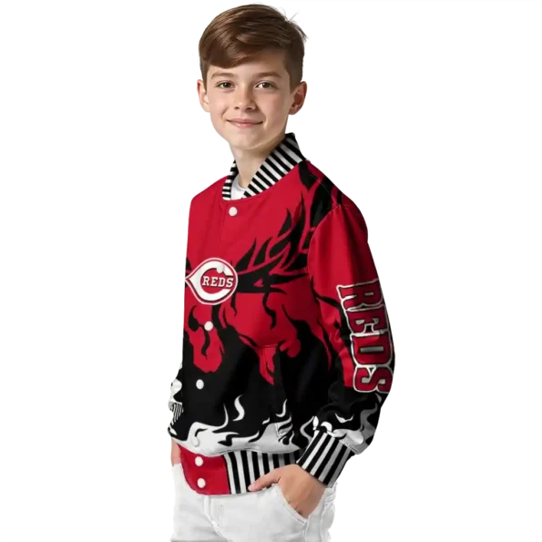 custom cincinnati reds winged blaze red white varsity jacket trendy