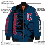 custom cleveland guardians hexagon cluster navy blue black bomber jacket best selling