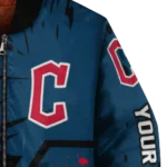 custom cleveland guardians hexagon cluster navy blue black bomber jacket best selling