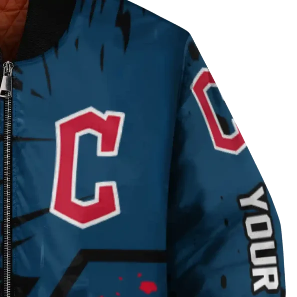 custom cleveland guardians hexagon cluster navy blue black bomber jacket premium grade