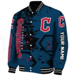 custom cleveland guardians hexagon cluster navy blue black varsity jacket best selling