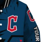custom cleveland guardians hexagon cluster navy blue black varsity jacket best selling