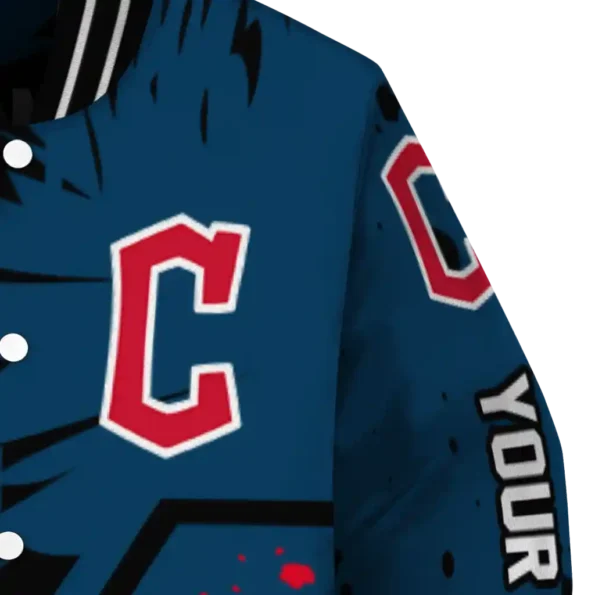 custom cleveland guardians hexagon cluster navy blue black varsity jacket premium grade