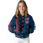 custom cleveland guardians hexagon cluster navy blue black varsity jacket best selling