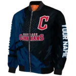 custom cleveland guardians hexagon mesh navy blue black bomber jacket best selling
