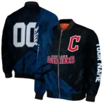 custom cleveland guardians hexagon mesh navy blue black bomber jacket best selling