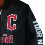 custom cleveland guardians hexagon mesh navy blue black bomber jacket best selling