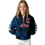 custom cleveland guardians hexagon mesh navy blue black bomber jacket best selling